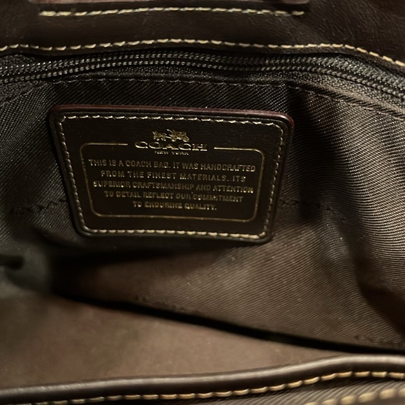 COACH BROWN SIGNATURE MINI TOTE DOUBLE SLOTS STRAP CROSSBODY EXCELLENT CONDITION - Picture 10 of 11